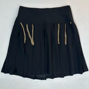 vintage French  Black and Gold Mini Skater Skirt